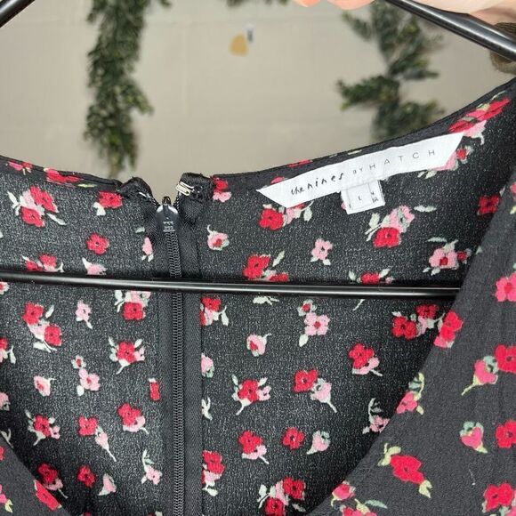 The nines by Hatch | women black jumpsuit with red floral - Picture 2 of 13